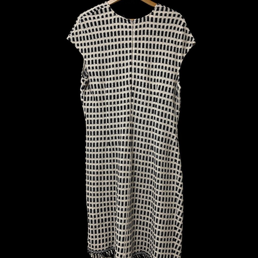 St. John Tweed Asymmetric Fringe Dress